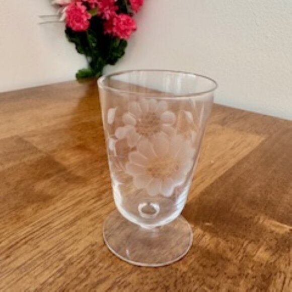 Set of 3 Vintage Etched‎ Cornflower Liqueur Glasses – Mid-Century Aperitif - Picture 2 of 5